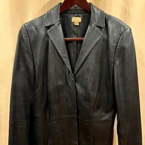 Caslon Genuine Lamb Leather Ladies Long  Line Vintage Jacket